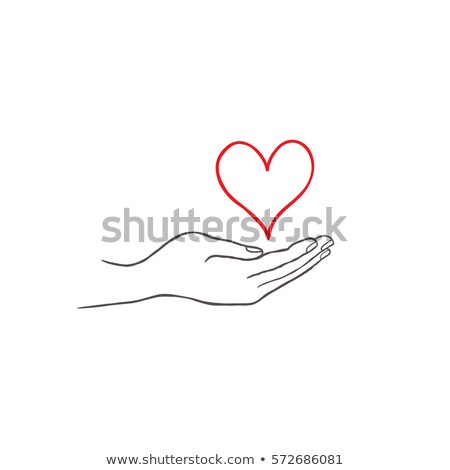 Stok fotoğraf: Love Heart In Your Hand Health Care Concept Doodle Line Drawn