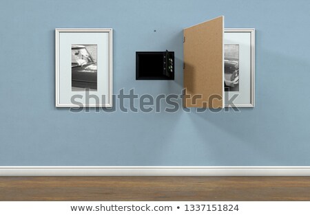 Stock fotó: Open Hidden Wall Safe Behind Picture