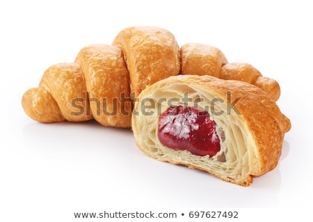 Foto d'archivio: Baked Croissants With Strawberry Jam