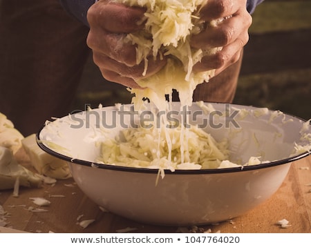 Stockfoto: Sliced Cabbage On Shredder