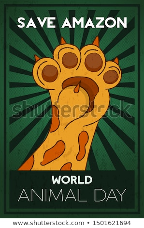 Stock fotó: World Animal Day Concept Of Wild Cat Paw Raised Up