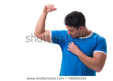 Stock photo: Man Sweating Excessively Smelling Bad Isolated On White Backgrou