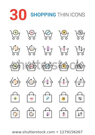 30 Color Simple Thin Line Icons Set Seamless Shopping Cart Basket And Bag For Web And Mobile Desig Сток-фото © karetniy
