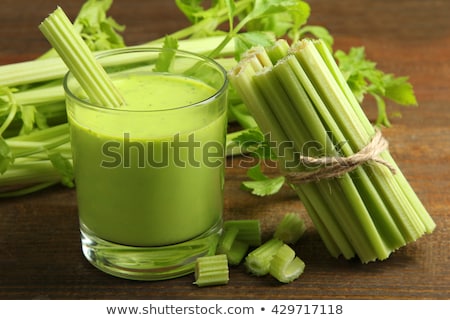 [[stock_photo]]: Celery Juice Healthy Drink Bunch Of Celery On A Wooden Background