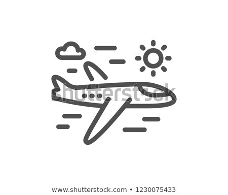 Stok fotoğraf: Airplane And Cloud With Icons