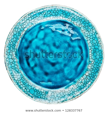 Foto stock: Blue Handmade Pottery Plate