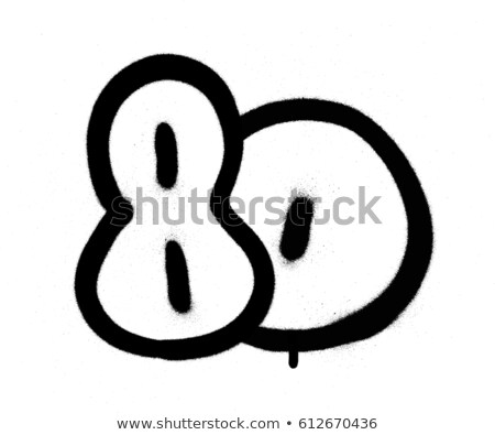 Stock photo: Graffiti Number 80 Eighty Sprayed In Black Over White