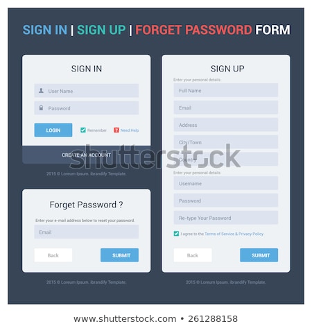 商業照片: Flat Color Login Form Ui Template In White