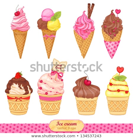 Foto stock: Strawberry Ice Cream In Waffle Horn Isolated Cold Dessert