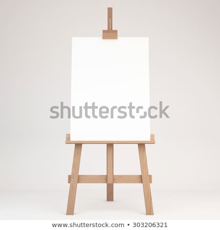 Сток-фото: Wooden Easel With Blank Frame 3d Rendering