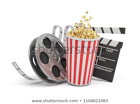 Сток-фото: Popcorn Clap Movie And Film Reel 3d Rendering