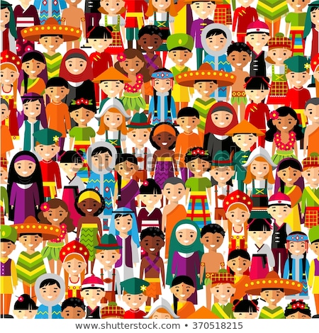 Stockfoto: Multicultural Avatars National Ethnic People Cartoon Icons Set