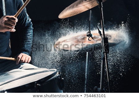 Сток-фото: Drummer Playing Drum Kit At Sound Recording Studio