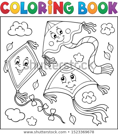 Stok fotoğraf: Coloring Book Happy Autumn Kites Topic 2