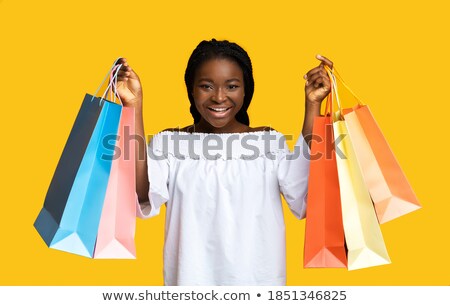 Stock fotó: Big Sale Cheerful Woman Shopaholic Lady Smiling