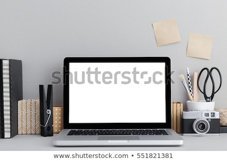 Zdjęcia stock: Stylish Home Studio Workspace With Laptop And Supplies