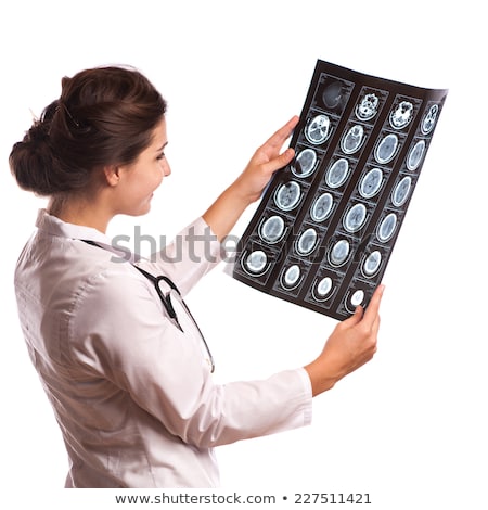 Foto stock: Young Female Doctor Checking Mr