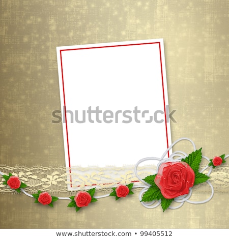 Сток-фото: Card For Invitation Or Congratulation With Buttonhole And Lace