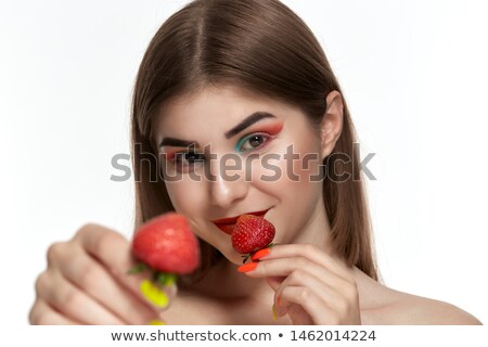 Stok fotoğraf: Young Beauty Offering Strawberries