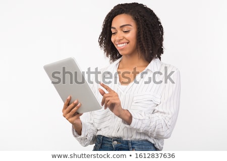 Foto d'archivio: Black Tablet Pc On White Background