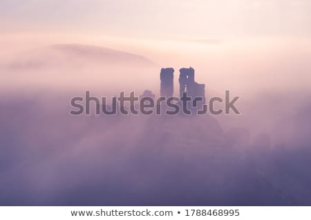 Stock fotó: Sunset Over The Hills At Corfe Castle