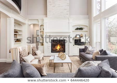 Stockfoto: Living Room With Fireplace