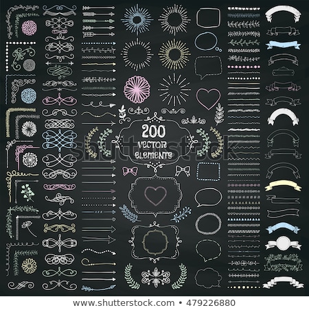 ストックフォト: Calligraphic Frames And Borders With Corner Elements On A Chalkboard Background - Vector Set