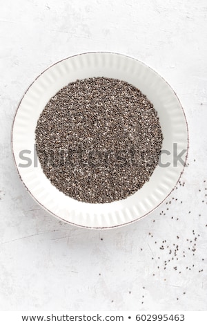 Foto stock: Chia Seeds On White Baclground Directly Above Copy Space