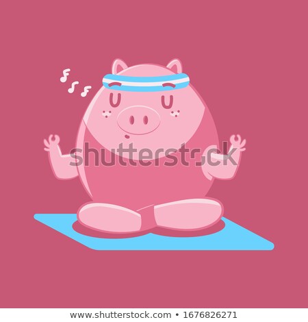 Stok fotoğraf: Yoga Pig Piggy Meditating Isolated Zen And Relaxation Farm An