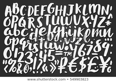 Stok fotoğraf: Handwritten Brush Letters Symbols Numbers Chalkboard Background