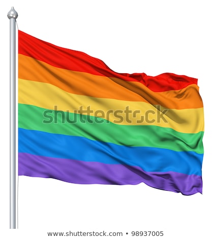 Stok fotoğraf: Close Up Of Man With Gay Pride Rainbow Flag