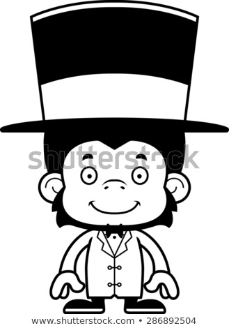 Stok fotoğraf: Cartoon Smiling Ringmaster Chimpanzee