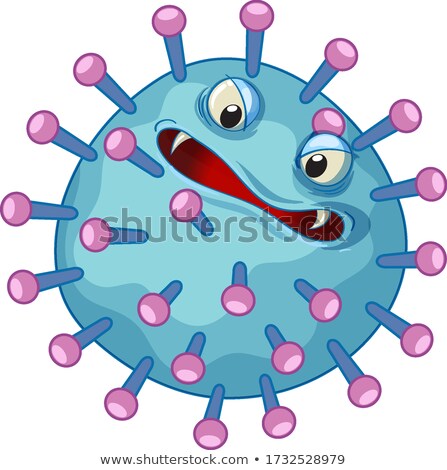 Stock foto: Single Virus Cell With Scary Face On White Background