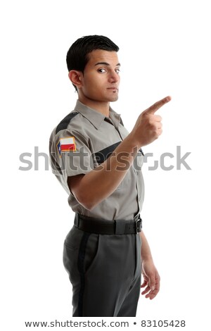 Stockfoto: Police Officer Or Prison Guard Pointing His Finger