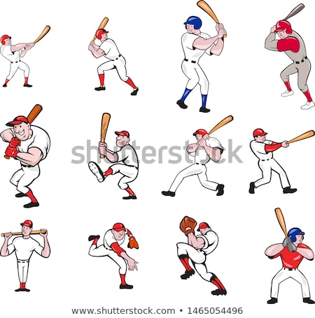 Imagine de stoc: Cartoon Baseball Player Batting Vector Design