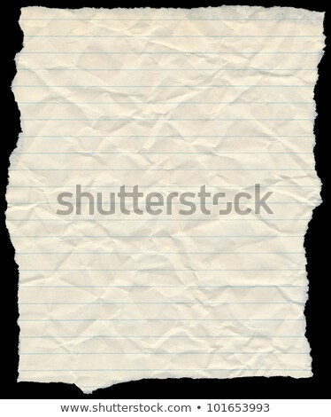 ストックフォト: Old Yellowing Crumpled Lined Paper Torn Edges Isolated On Black