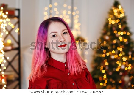 Stock foto: Woman Near Fireplace In Luxury House Interior