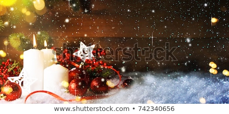 Stockfoto: Warm Gold And Red Christmas Candlelight Background