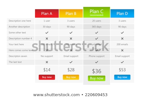Stock fotó: Modern Pricing Table With One Recommended Plan