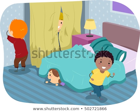 [[stock_photo]]: Stickman Kids Hide And Seek Bedroom