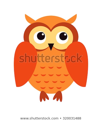 Foto stock: Cute Owl Cartoon Flat Vector Sticker Or Icon