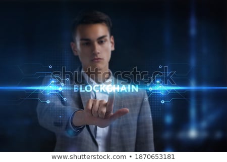 Stockfoto: Young Businessman In Innovative Blockchain Concept