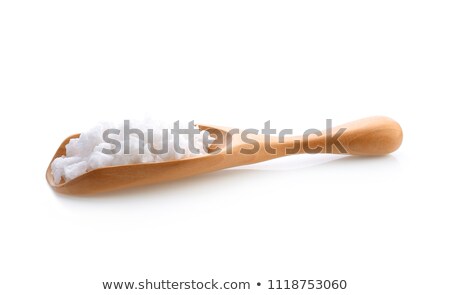 Foto d'archivio: Salt With Wooden Scoop Isolated