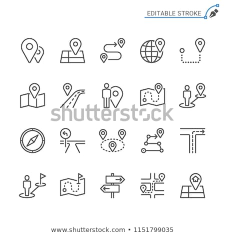 Foto stock: House Marker Location On Map Vector Thin Line Icon