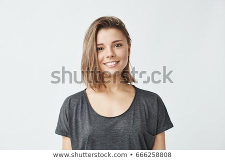 Stock fotó: Portrait Of Cute Young Woman Over White