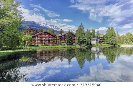 Chalet In Crans Montana By Summer Switzerland Stock foto © Elenarts