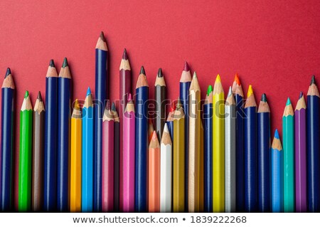 Stock photo: Mixing Of Horizontal Color Pencils On A White Background