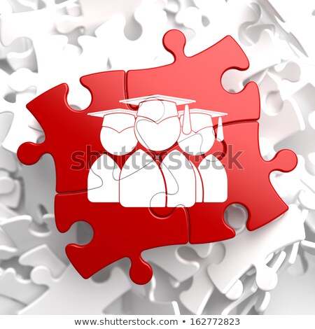 Group Of Graduates Icon On Red Puzzle [[stock_photo]] © Tashatuvango