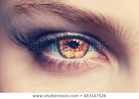 Сток-фото: Detail View Of Female Eyes With Flames