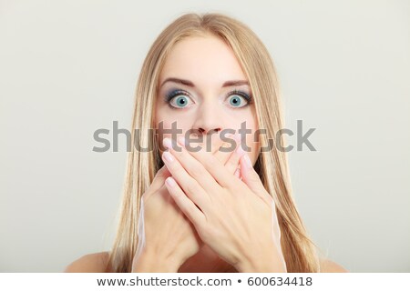 Stock fotó: Surprised Girl Oops Emotion Woman Covered Her Mouth